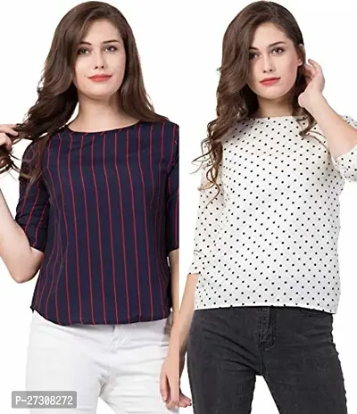 Designer Multicoloured Rayon Printed Top For Women Pack Of 2