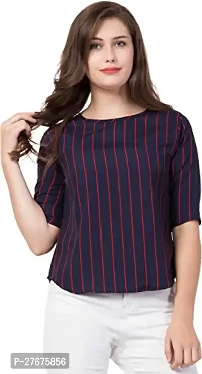 Stylish Crepe Striped Top For Women-thumb0