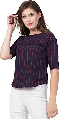 Stylish Crepe Striped Top For Women-thumb1