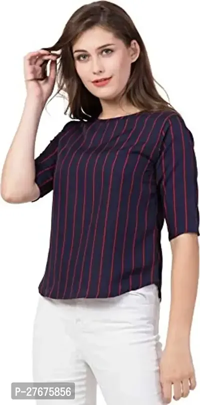 Stylish Crepe Striped Top For Women-thumb2