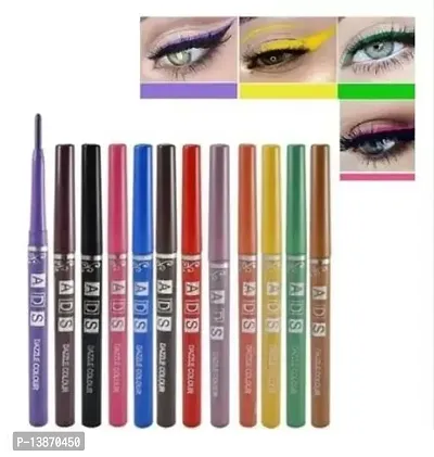 Multicolor 12Pieces Long Lasting Pencil Kajal Eyeliner