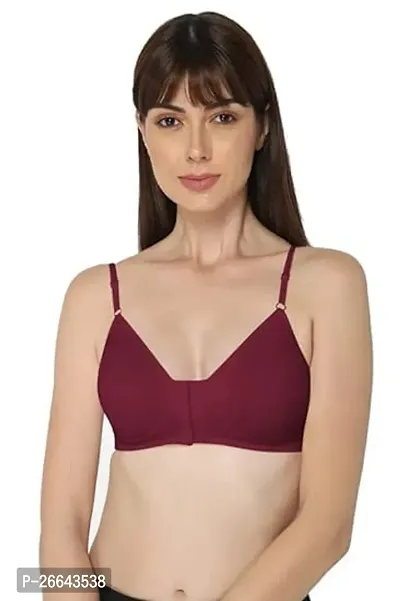 Stylish Maroon Cotton Solid Bras For Women-thumb0