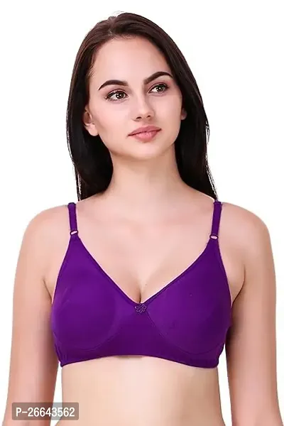 Stylish Purple Cotton Blend Solid Bras For Women-thumb0