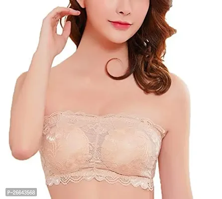 Stylish Beige Polyester Solid Bras For Women