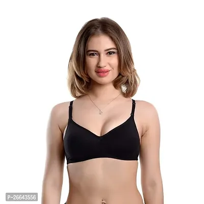 Stylish Black Cotton Solid Bras For Women-thumb0