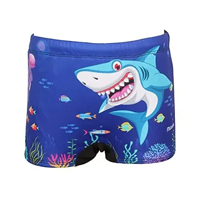 mitushi products Boy's Polyester Swim Shorts Shark (Royal Blue, 5-6 Years)