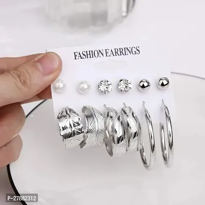 ZJEWELS Best Gift Idea | Stylish Earring Combo |Beautiful Allure Drop Earrings | Stud Earring Combo | Designer Western Earrings | Stylish Korean Earring Collection in Silver-plated for Women  girls-thumb0