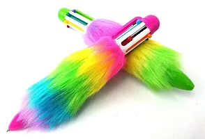 Shiv Gorakhnath Traders Rainbow Fur Retractable 6 in 1 Ballpoint Multicolor Pen for School Supplies/Students Girls and Boys Set of 2-thumb2
