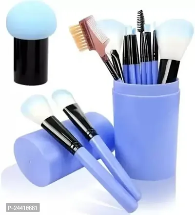 Solander Beauty Extra Soft Makeup Brushes With Blue Storage Box And Mushroom Beauty Blender (Pack Of 13)