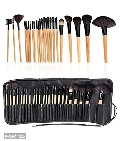 Solander Soft Bristle Makeup Brush Set With Pu Leather Case - Black, 24 Pieces, 24 In 1 Makeup Brush Black-thumb3