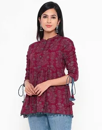 R S Creation Women's Rayon Embroidered Regular Fit Tops (Large, Maroon)-thumb3