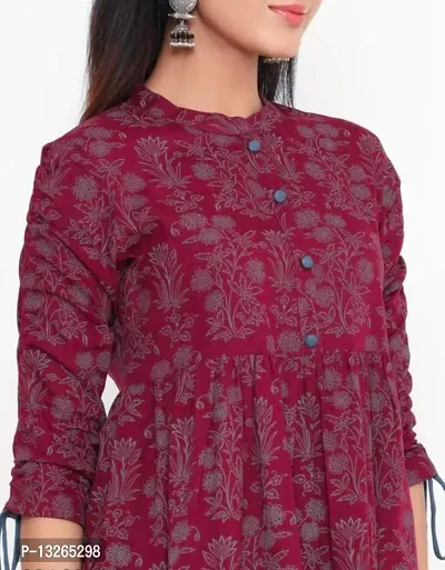 R S Creation Women's Rayon Embroidered Regular Fit Tops (Large, Maroon)-thumb2