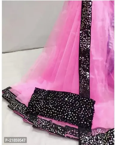 Elegant Pink Lace Border Work Saree With Blouse Piece For Women