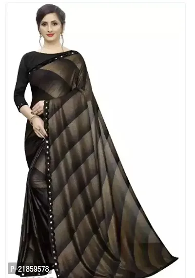 Elegant Brown Printed Saree With Blouse Piece For Women