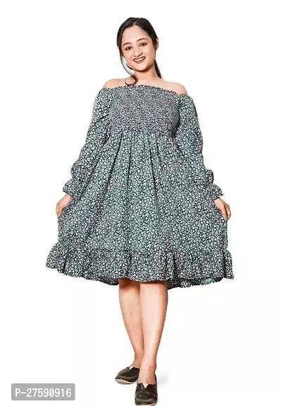 Stylish Crepe Printed Dresses For Women-thumb0