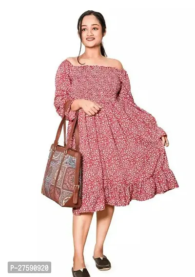 Stylish Pink Crepe Printed Dresses For Women