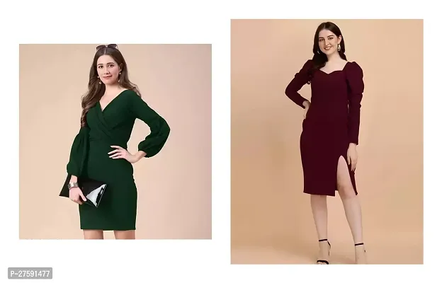 Stylish Lycra Solid Dresses For Women- Pack Of 2