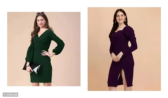 Stylish Lycra Solid Dresses For Women- Pack Of 2