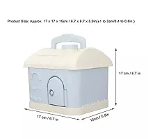 House Shape Plastic Coin Bank With Lock, Plastic Material Small Compact Money Bank Decorative Practical for Home Decoration-thumb2