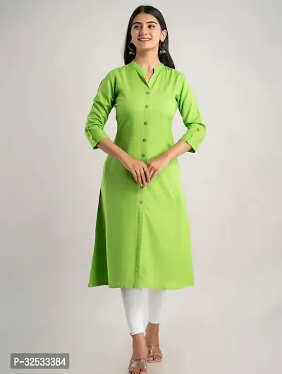 Fashion Women Solid Viscose Rayon Aline Kurta-thumb0