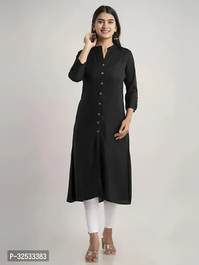 Fashion Women Solid Viscose Rayon Aline Kurta-thumb0