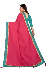 Jensi Fashion Women's Vichitra Silk Saree with Banglori Silk Blouse Piece (Free Size, Color: Pink)-thumb2