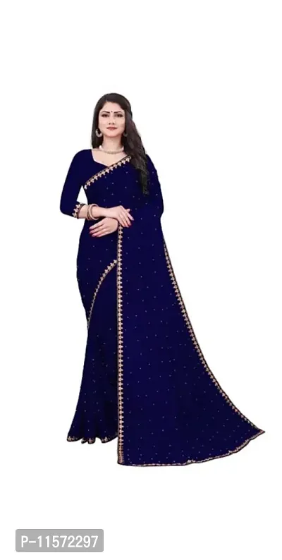 Classic Georgette Lace Work Saree with Blouse piece