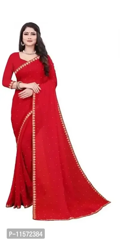 Classic Georgette Lace Work Saree with Blouse piece-thumb0