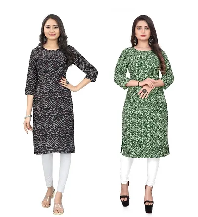 WOMEN CREPE FABRIC PRINT KURTI (COMBO 2)