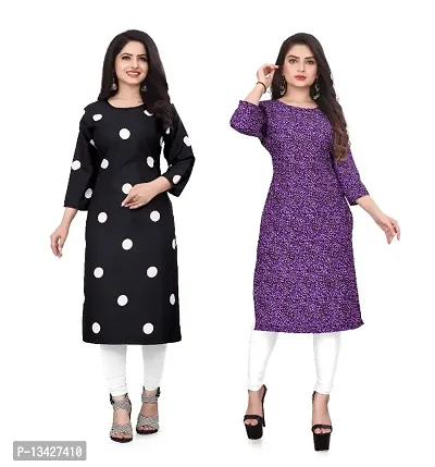 WOMEN CREPE FABRIC PRINT KURTI (COMBO 2)