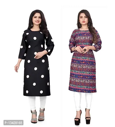 WOMEN CREPE FABRIC PRINT KURTI (COMBO 2)