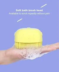 Beauty Hub Silicone Massage Bath Body Brush Soft Bristle with Shampoo Dispenser (Multicolor)-thumb4