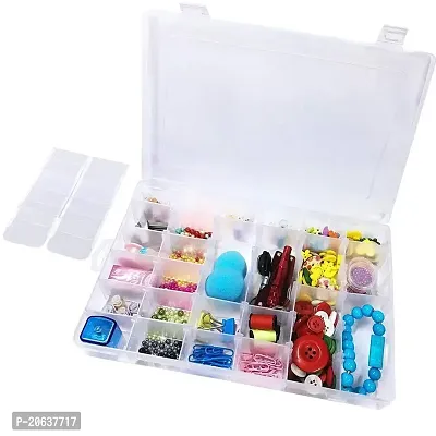 Beauty Hub 36 Grids Clear Plastic Organizer Jewelry Storage Box with Adjustable Dividers, Transparent Organizer Box for Earring,Makeup-thumb0