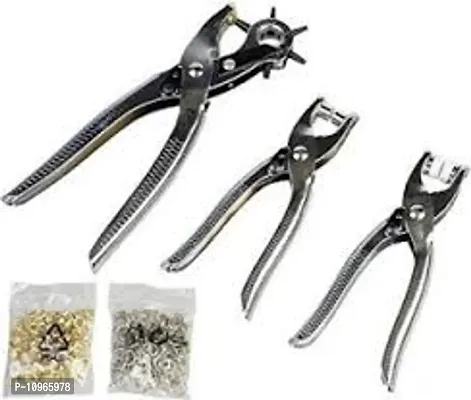3-in-1 Leather Belt Hole Punch and Eyelet Pliers and Snap Button Setter Tool Kit, Grommet Setting - Set of 3