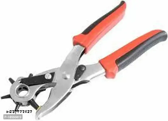 Leather Belt Hole Punch Piler with Multi Tool Manual Belts Puncher Maker Machine, 22 x 15 2.5 cm, red  Silver-thumb0