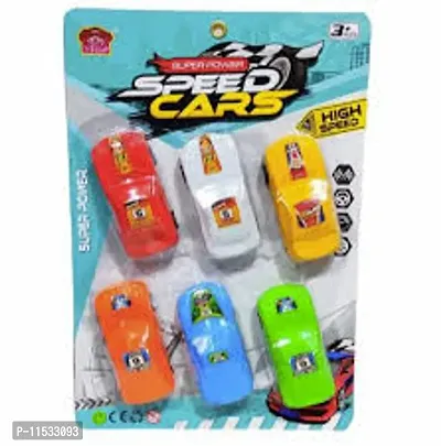 Super Cars Pull Push Forward Backward Heavy Plastic Childrens Gift Pack Of 6 Cars (Multi Color)-thumb0