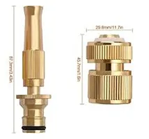 Adjustable Pure-BRASS Water Spray Nozzle 1/2rdquo;, Brass Fitting Set, for Hand Watering Garden Plants Lawn Washing Cars and Showering Pets Fittings.-thumb1