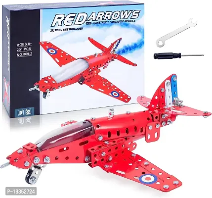 Assembled Model Plane Kit Building Toy, 201 Pieces STEM Projects Airplane Building Kits for Kids Age 8-12, STEM Educational Model Kit Gifts for Teenage Boys  Girls 8+, Red, 7*9*3 inch-thumb2