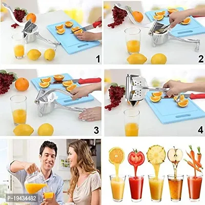 Heavy Duty Fruit Squeezer Citrus Hand Press Manual Squeeze Juice Extractor Maker Orange Lime Grapefruit Presser Fruit Juicer (Silver),-thumb4
