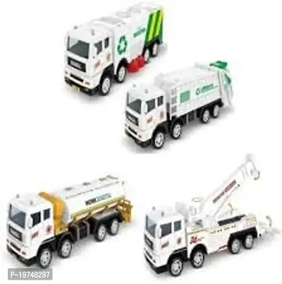 Garbage Truck City Service Waste Management Truck with Trash Bin Truck Set 4pc (DIY Truck-thumb0