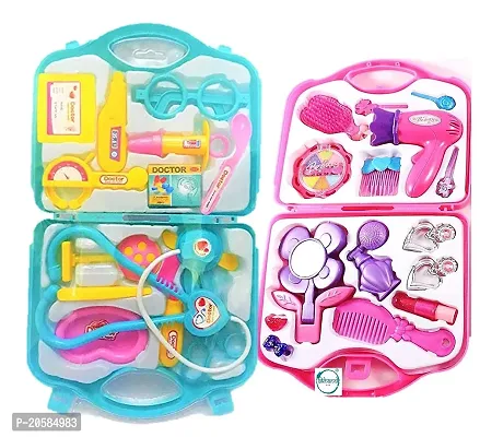Combo Of Doctor Set And Beauty Set Toy For Kids- Multi Color-thumb5