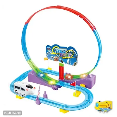 Electric Powered Train Track Set Motorized Engine DIY Self-Assemble Track Builder Set for Kids Boys  Girls Ages 3+ Years-thumb0
