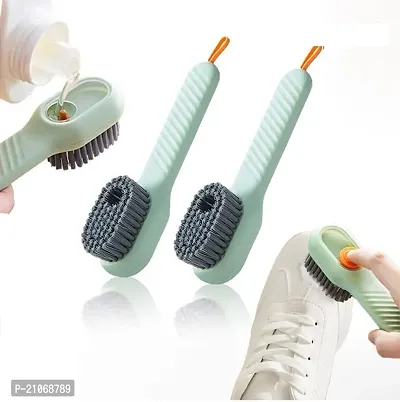 Multifunctional Liquid Brush,Liquid Adding Soft Fur Cleaning Brush,Press Type Automatic Liquid Adding Brush Shoe Cleaning Brush(Pack of 2)-thumb2