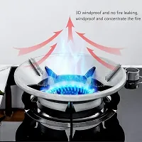 Gas Saver Burner Stand, Gas Burner Cover, Gas Saver Jali, Home Gas Stove Fire  Windproof Energy Saving Stand Gas Stove Stand Protector Max Gas Saviour (Silver)-thumb3