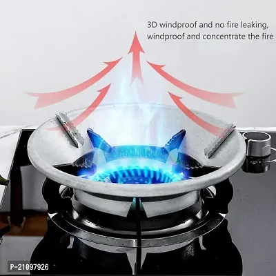 Gas Saver Burner Stand, Gas Burner Cover, Gas Saver Jali, Home Gas Stove Fire  Windproof Energy Saving Stand Gas Stove Stand Protector Max Gas Saviour (Silver)-thumb4