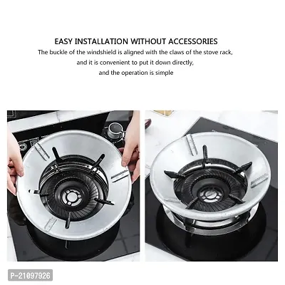 Gas Saver Burner Stand, Gas Burner Cover, Gas Saver Jali, Home Gas Stove Fire  Windproof Energy Saving Stand Gas Stove Stand Protector Max Gas Saviour (Silver)-thumb3