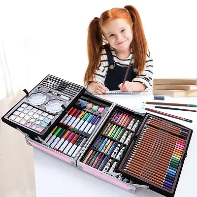 Drawing Art kit with Double Sided Trifold Easel Painting Supplies