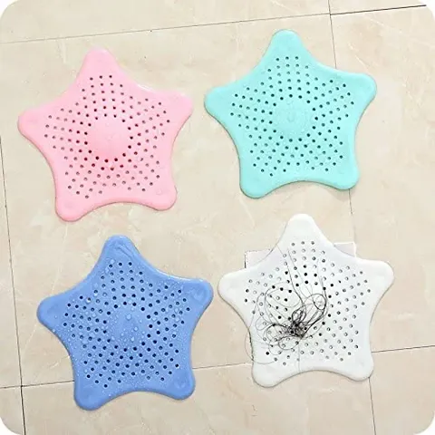 Drain Strainer Rubber Starfish 4PCS Flexible Professional Soft Solid Color Hair Catcher Nonslip Removable Suction Cup for Create Atmosphere