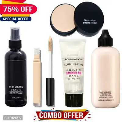 BLD Shine Makeup Combo of 5 Items (Fixer, Primer, Foundation, Compact Powder  Concealer)-thumb0