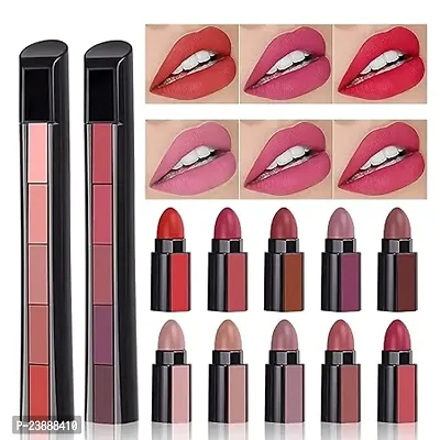 5in1 Lipstick Combo 10 Shades ( 5 Nude Colour and 5 different Red Colours) Long stay and non transferable. Most selling Combo because of only quality and Quantity.-thumb0